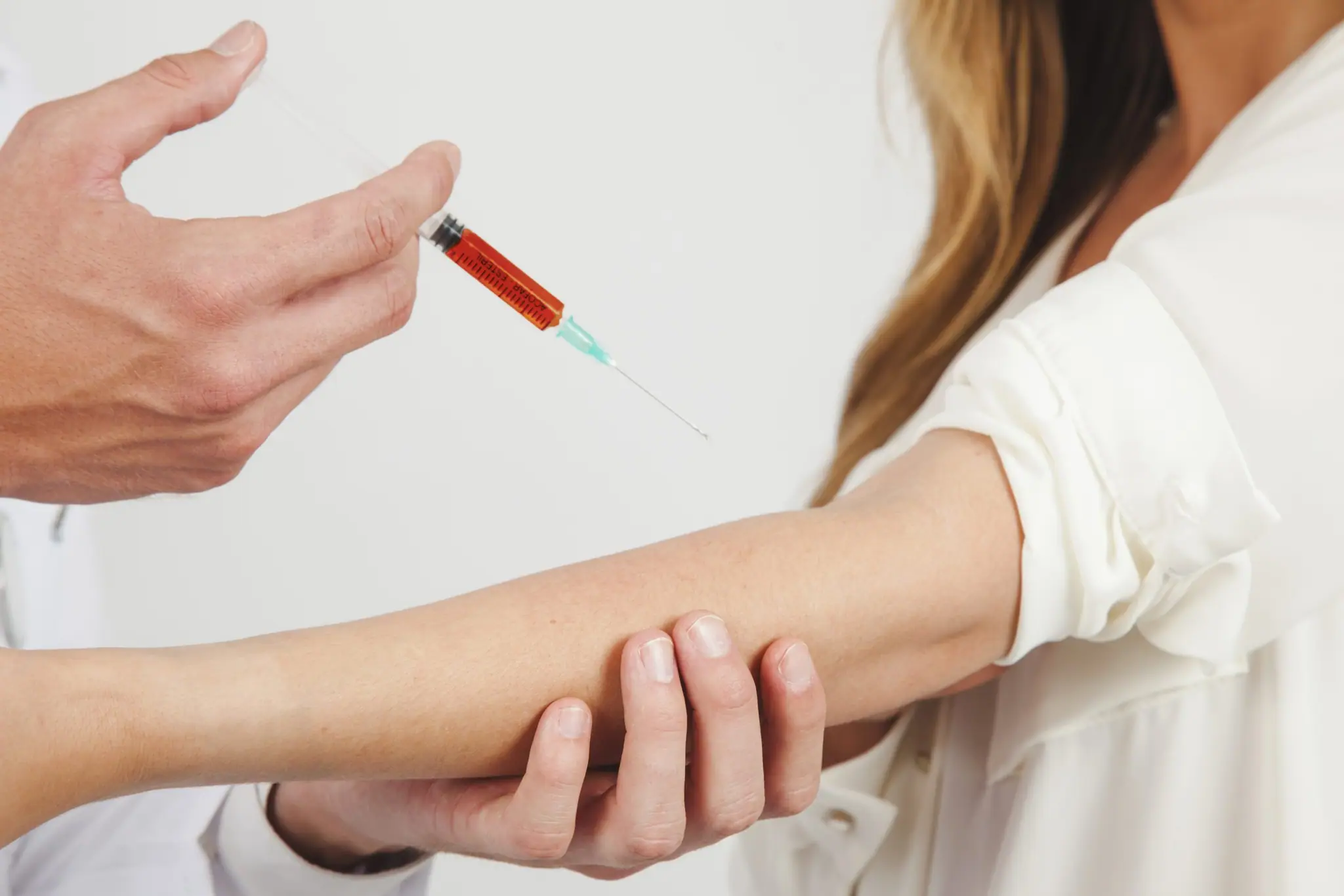 Blood being drawn from a patient’s arm